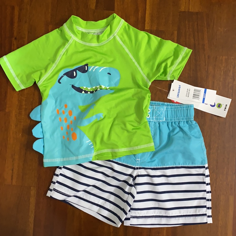 Toddler 2T Dinosaur 2-Piece Rashguard Swim Set